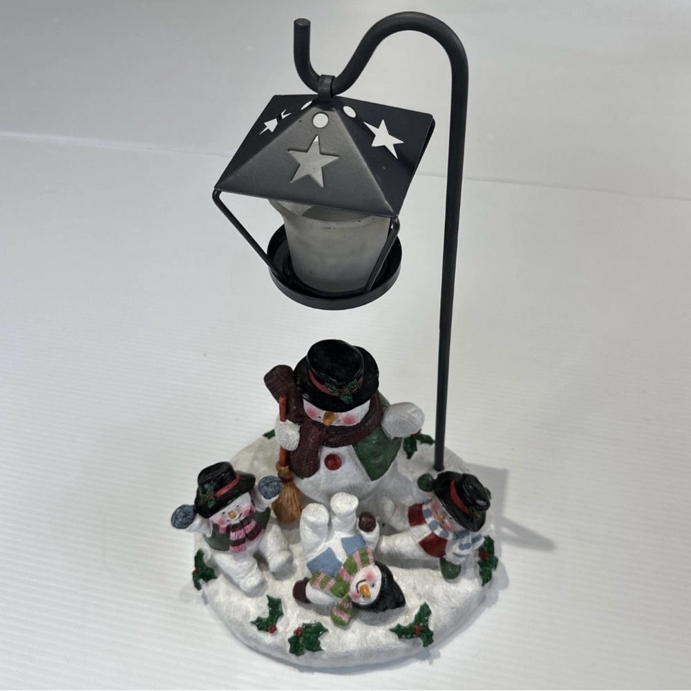 Traditions Snowman Family  Lantern Porcelain Figurine # 293069
